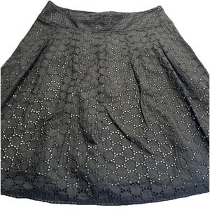 Ann Taylor  Cotton Black Eyelet Lace A-Line Lined Skirt Sz 6P Romantic Boho